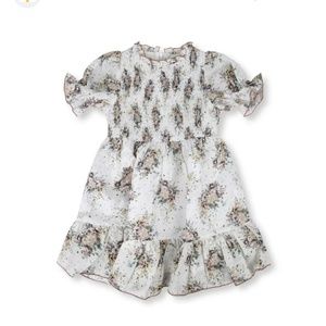 Neuces Spain floral smocked ruffle midi dress